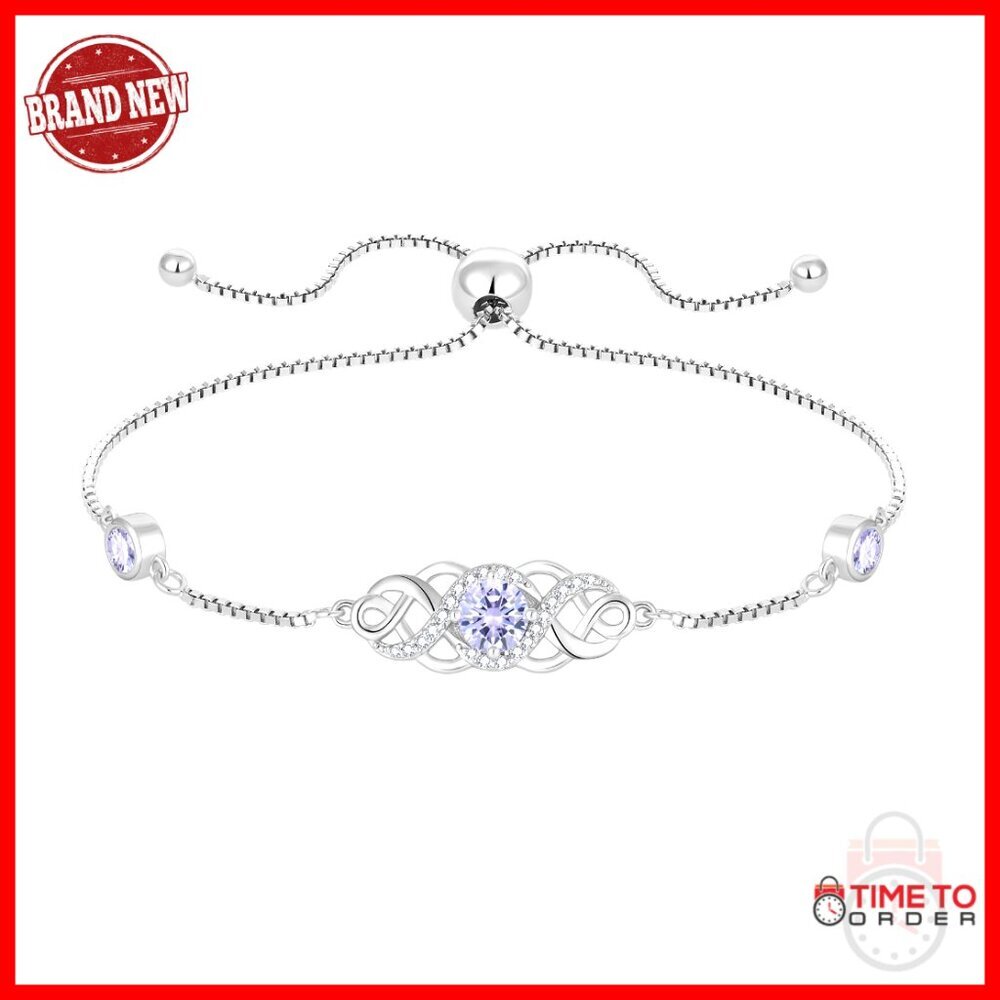 Sterling Silver Celtic Knot Bracelet Birthstone Elegant Minimal Jewelry